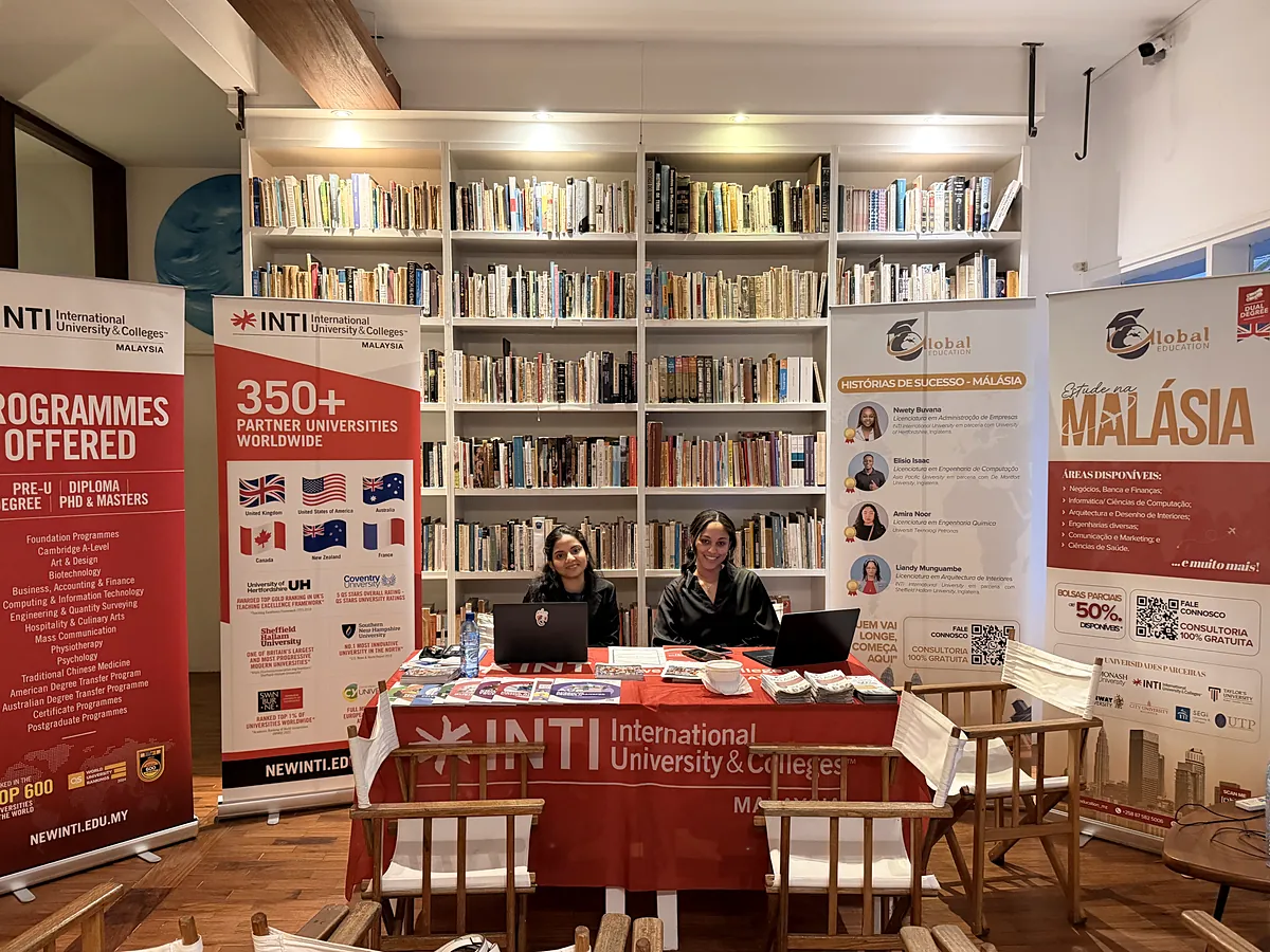 A Malaysian university stand at the open day in Maputo